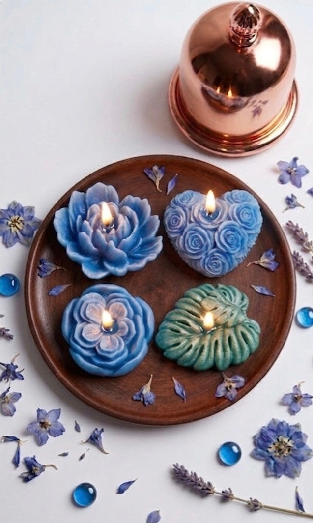 Experience the magic of floral candles infused with la noix de coco oil