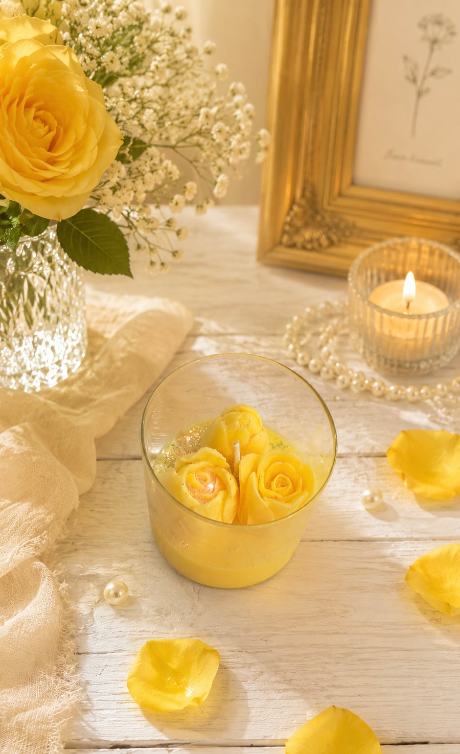 🌼 Yellow Rose Candle 🌼