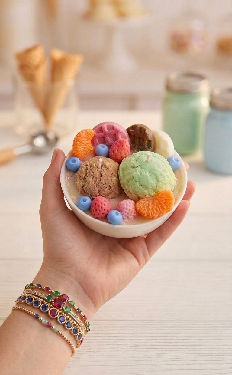 ❤️🎁🍦 🪻set of 3 - Vanilla Coffee Ice Cream Candles 🍦🎁❤️
