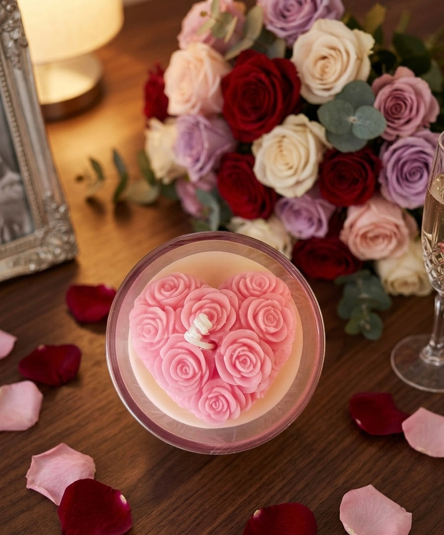 Experience the elegance of Japanese Magnolia with our hand-sculpted Pink Rose Heart. 💝