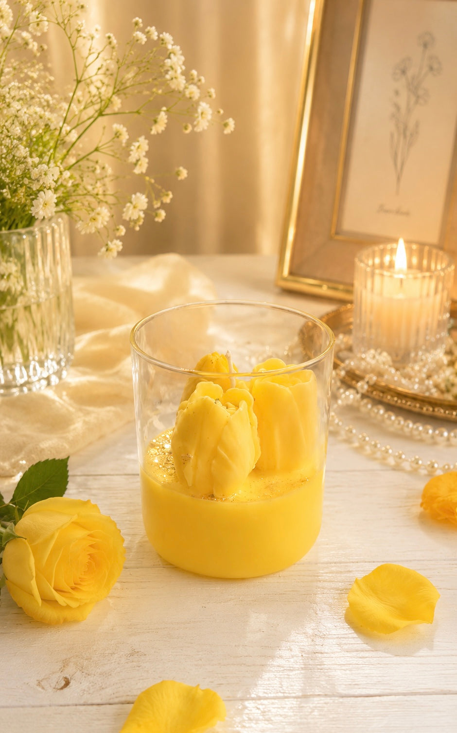 🌼 Yellow Rose Candle 🌼